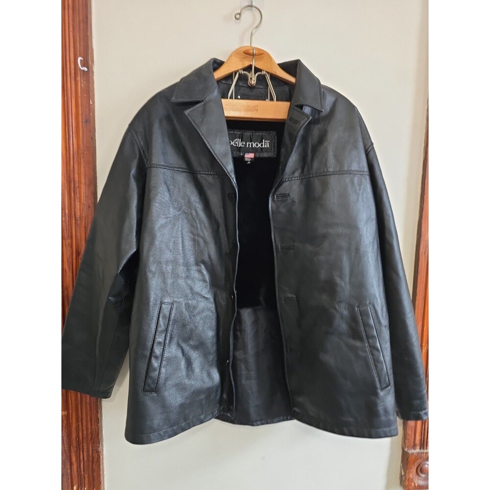 Men's Black Large Genuine Leather Coat / Jacket  - Pelle Moda Removable Faux Fur